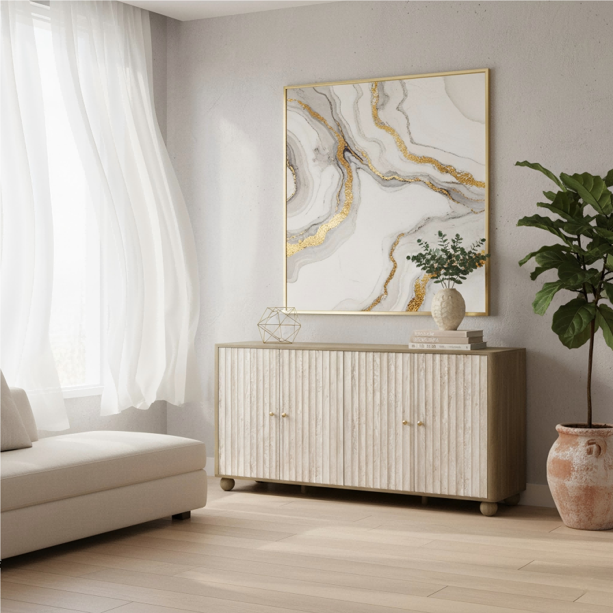 Pebble Groove 4-Door Cabinet